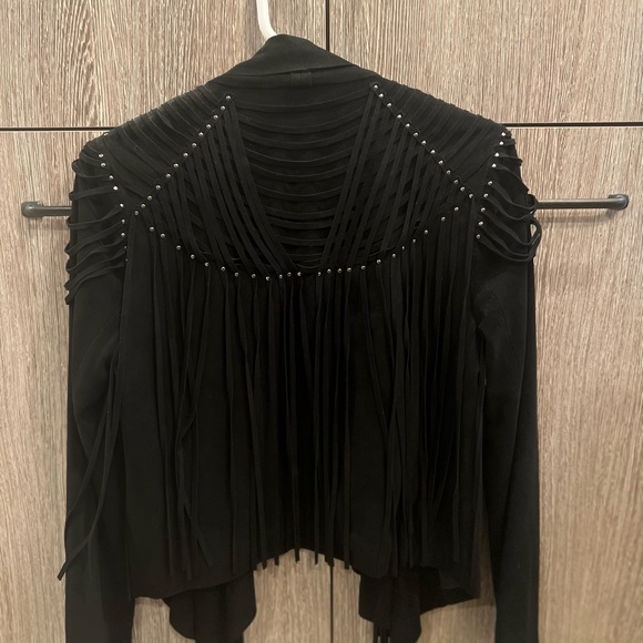 Haute hippie black suede fringe jacket. Size M - Picture 4 of 6